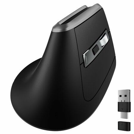 DELTON S20 Wireless Ergonomic Vertical Mouse, 6 buttons, with 2-in-1 USB and USBC Receiver DMS20-WB